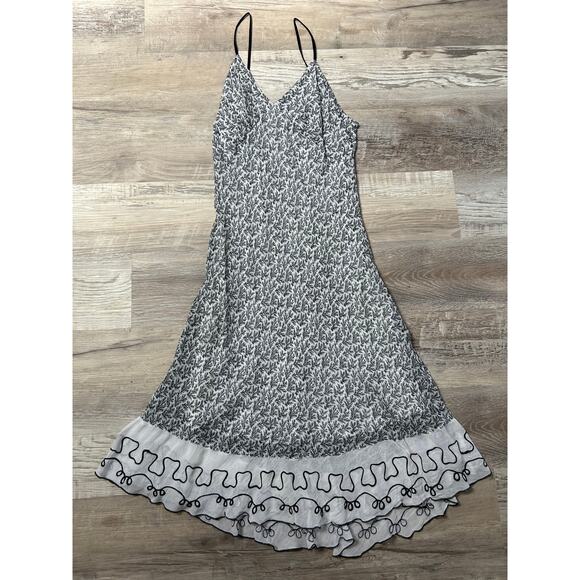 April Cornell Slip Dress Black White Embroidered Cottagecore XS - Picture 1 of 5
